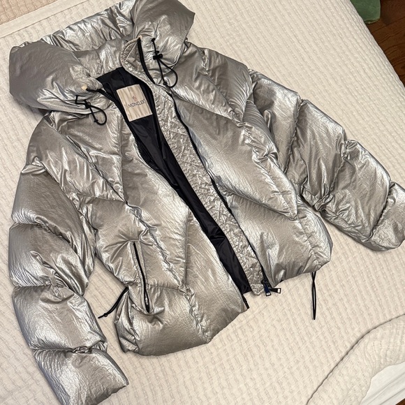 Moncler Jackets & Blazers - Moncler Metallic Silver Puffer Jacket
